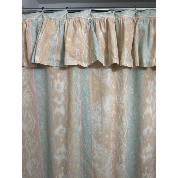 VTG Croscill Home Fashions Watercolor Shower Curtain Ruffle valance Fabric boho - Picture 11 of 11